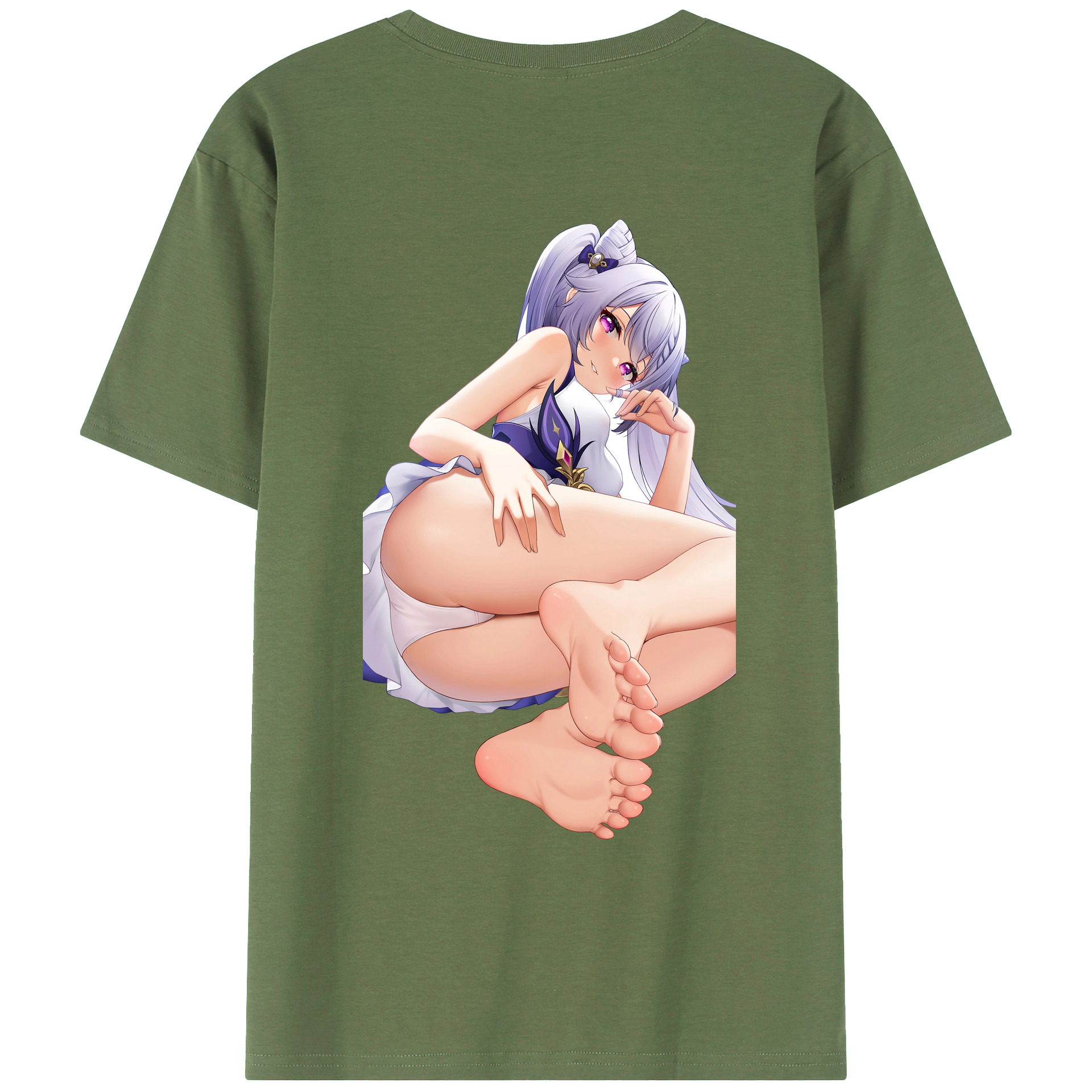 げんし神 刻晴 こくせい genshin Kokusei 綿100％ メンズ半袖Tシャツ（バックプリント） 通気性
